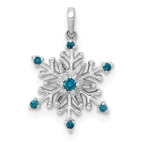 Load image into Gallery viewer, 14k White Gold 1/10ct. Blue and White Diamond Snowflake Pendant
