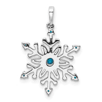 Load image into Gallery viewer, 14k White Gold 1/6ct. Blue and White Diamond Snowflake Pendant
