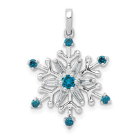 Load image into Gallery viewer, 14k White Gold 1/4ct. Blue and White Diamond Snowflake Pendant
