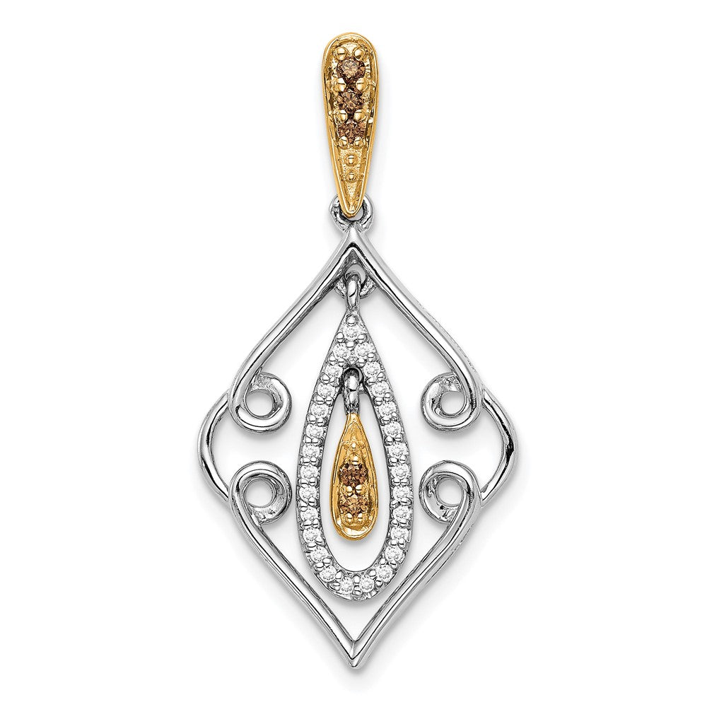 14k White Gold w/ Yellow Rhodium, White and Champagne Diamond Slide
