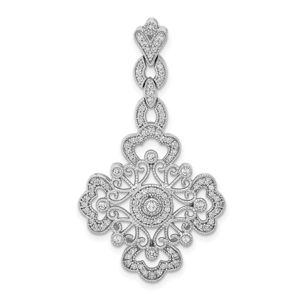 14k White Gold 1/2ct. Diamond Filigree Pendant