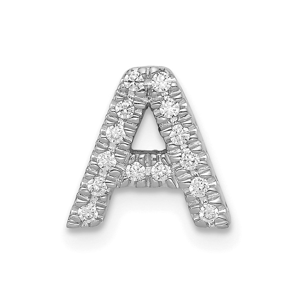 14K White Gold Diamond Letter A Initial Charm