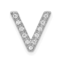 Load image into Gallery viewer, 14K  White Gold Diamond Letter V Initial Charm

