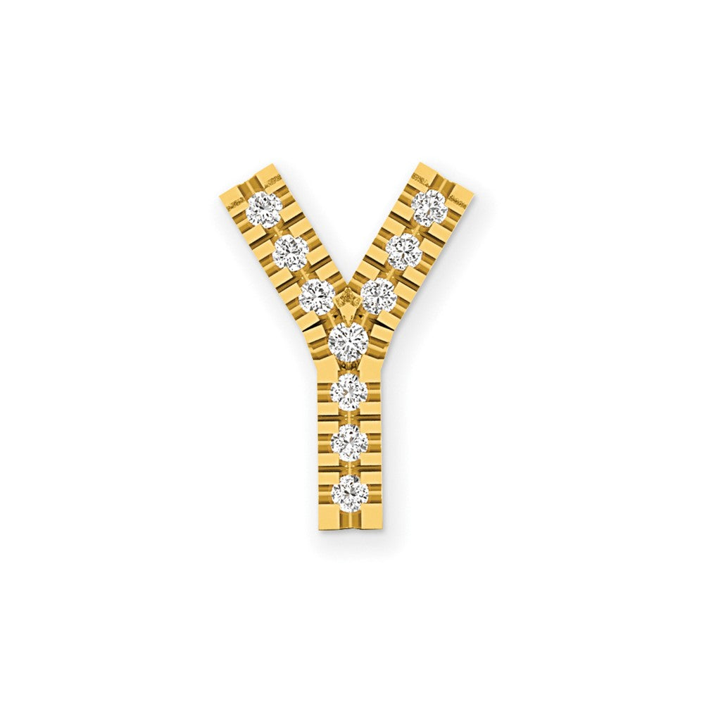 14K Yellow Diamond Initial Y Charm