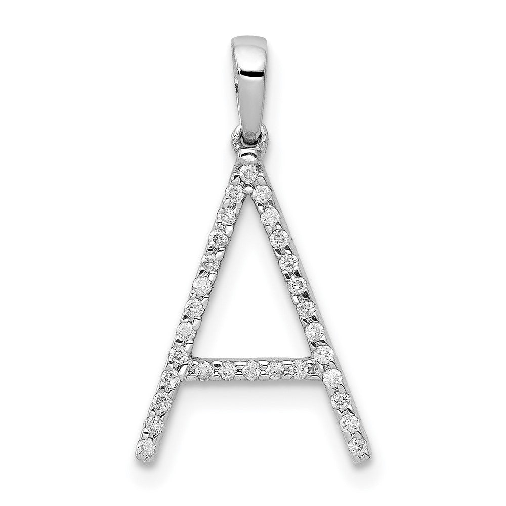 14K White Gold Diamond Letter A Initial Pendant