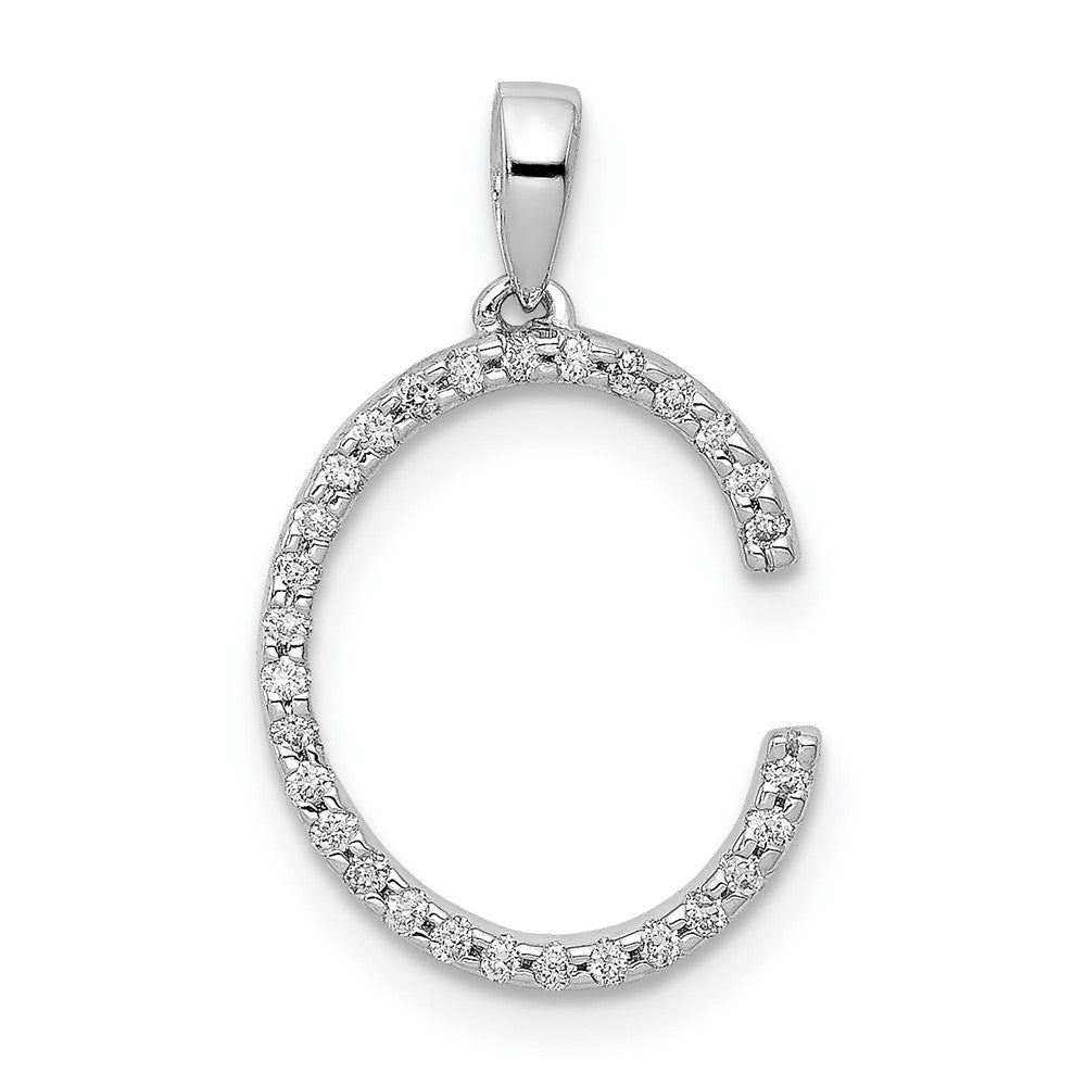 14K White Gold Diamond Letter C Initial Pendant