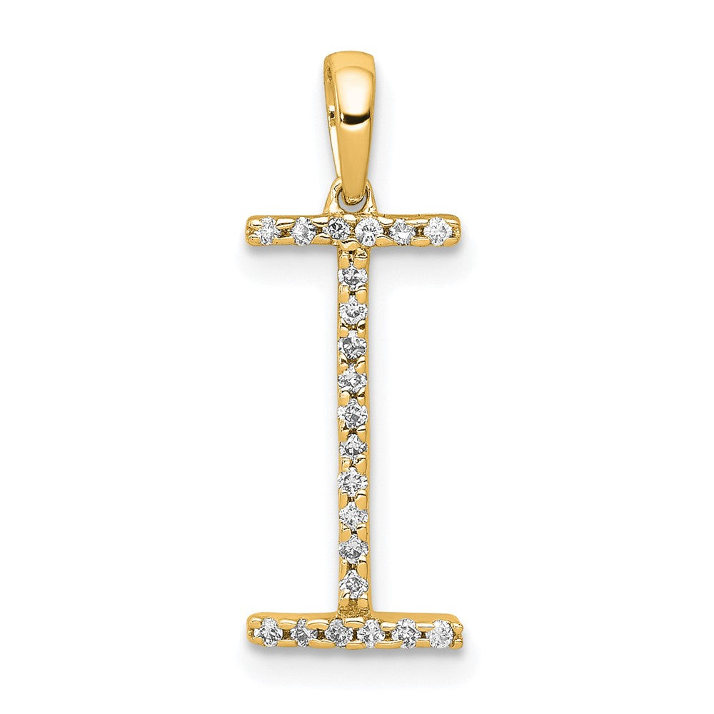 14K Diamond Letter I Initial Pendant
