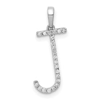 Load image into Gallery viewer, 14K White Gold Diamond Letter J Initial Pendant
