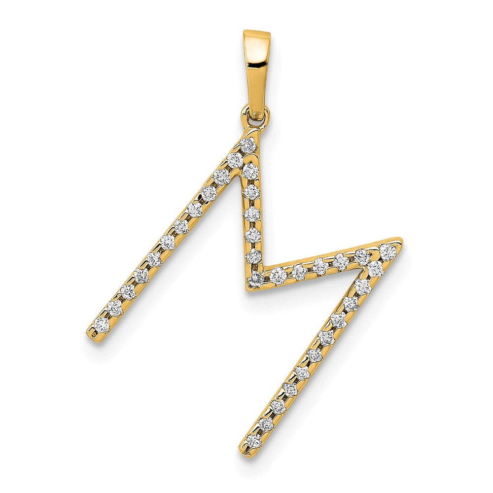 14K Diamond Letter M Initial Pendant