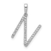 Load image into Gallery viewer, 14K White Gold Diamond Letter N Initial Pendant
