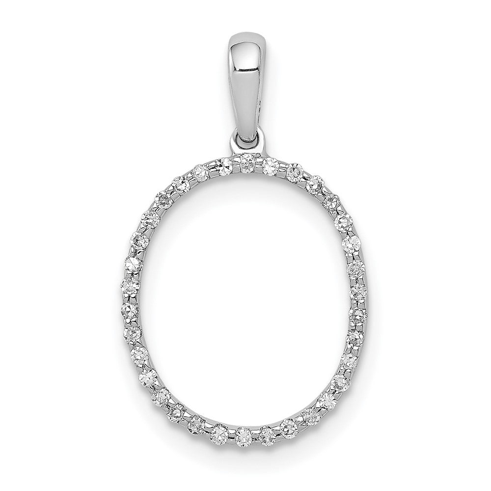 14K White Gold Diamond Letter O Initial Pendant