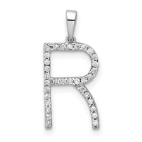 Load image into Gallery viewer, 14K White Gold Diamond Letter R Initial Pendant
