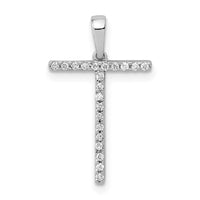 Load image into Gallery viewer, 14K White Gold Diamond Letter T Initial Pendant
