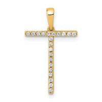 Load image into Gallery viewer, 14K Diamond Letter T Initial Pendant
