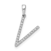 Load image into Gallery viewer, 14K White Gold Diamond Letter V Initial Pendant
