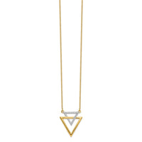 Load image into Gallery viewer, 14k Polished Double Triangle Diamond 18in Necklace
