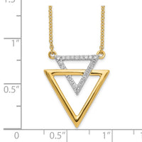 Load image into Gallery viewer, 14k Polished Double Triangle Diamond 18in Necklace
