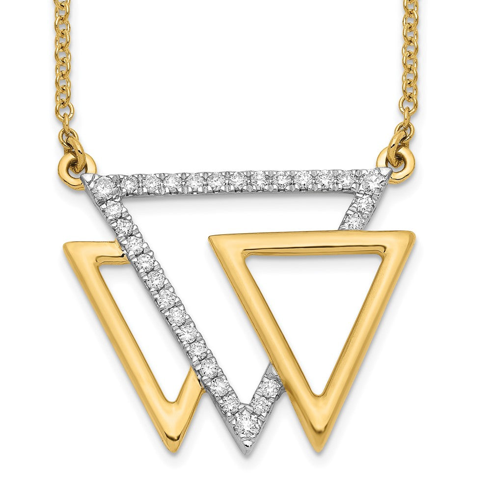 14k Polished Triple Triangle Diamond 18in Necklace