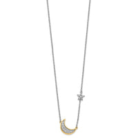 Load image into Gallery viewer, 14k Two-tone Moon w/Star Diamond 18in Necklace
