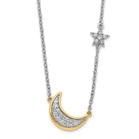 Load image into Gallery viewer, 14k Two-tone Moon w/Star Diamond 18in Necklace
