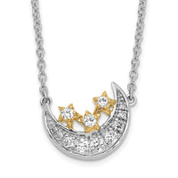Load image into Gallery viewer, 14k Two-tone Moon w/3-Stars Diamond 18in Necklace
