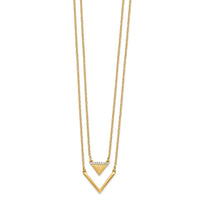 Load image into Gallery viewer, 14k Satin/Polished Diamond Double Triangle 2strand 18in Necklace

