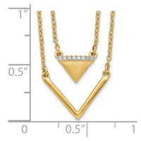 Load image into Gallery viewer, 14k Satin/Polished Diamond Double Triangle 2strand 18in Necklace
