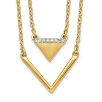 Load image into Gallery viewer, 14k Satin/Polished Diamond Double Triangle 2strand 18in Necklace
