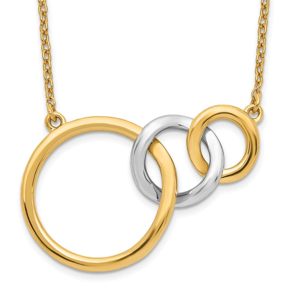14k Two-tone Polished Triple Circle 18in Necklace