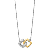 Load image into Gallery viewer, 14k Two-tone Polished Dia. Double Square 18in Necklace
