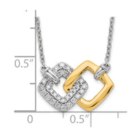 Load image into Gallery viewer, 14k Two-tone Polished Dia. Double Square 18in Necklace
