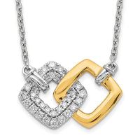 Load image into Gallery viewer, 14k Two-tone Polished Dia. Double Square 18in Necklace
