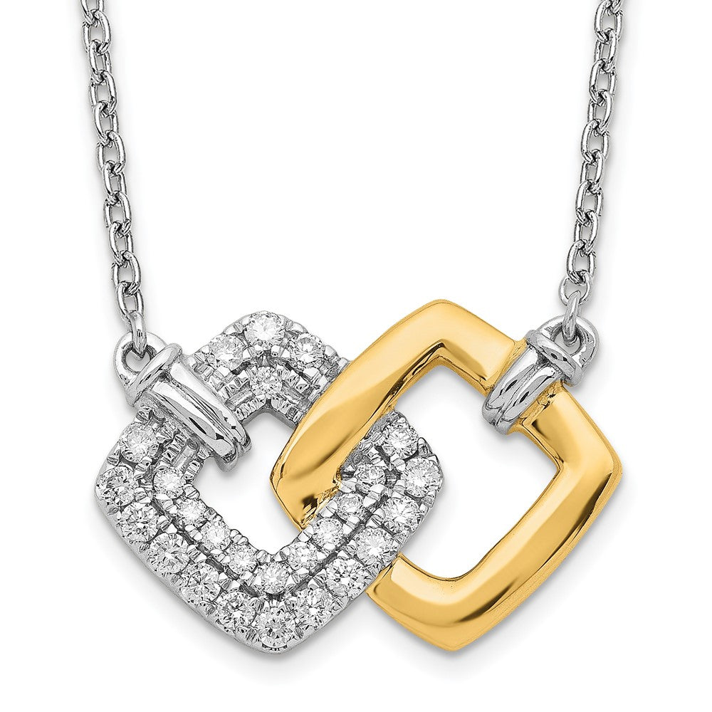 14k Two-tone Polished Dia. Double Square 18in Necklace