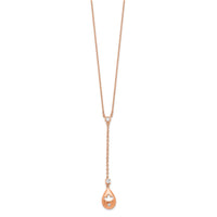 Load image into Gallery viewer, 14k Rose Gold Diamond Teardrop w/Flower Dangle 18in Necklace
