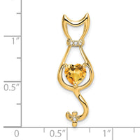 Load image into Gallery viewer, 14k Citrine and Diamond Cat Pendant
