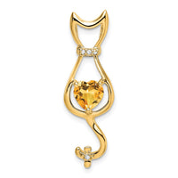 Load image into Gallery viewer, 14k Citrine and Diamond Cat Pendant

