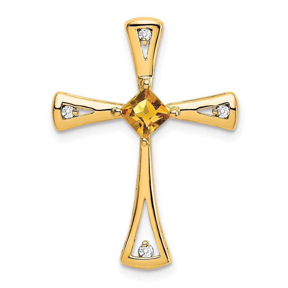14k Citrine and Diamond Cross Chain Slide