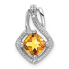 14k White Gold Citrine and Diamond Pendant