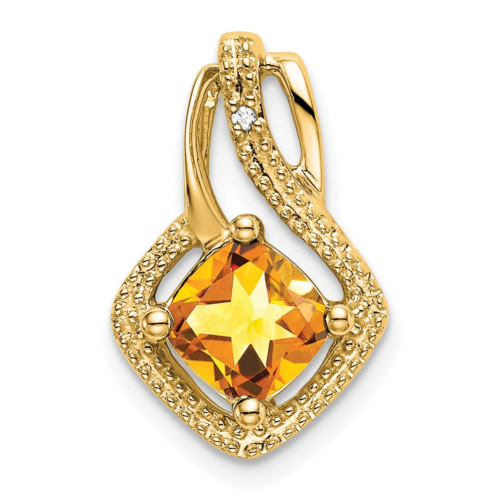 14k Citrine and Diamond Pendant