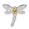 14k White Gold Citrine and Diamond Dragonfly Chain Slide