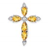 14k White Gold Citrine and Diamond Cross Chain Slide