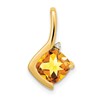 14k Cushion Citrine and Diamond Pendant