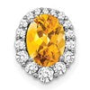 14k White Gold Oval Citrine and Diamond Halo Chain Slide