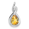 14k White Gold Pear Citrine and Diamond Pendant