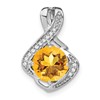 14k White Gold Citrine and Diamond Pendant