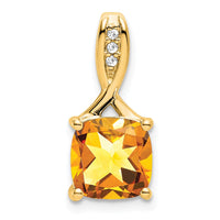 Load image into Gallery viewer, 14k Cushion Citrine and Diamond Pendant
