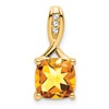 14k Cushion Citrine and Diamond Pendant