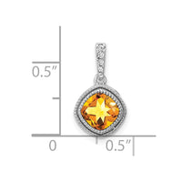 Load image into Gallery viewer, 10k White Gold Cushion Citrine and Diamond Pendant

