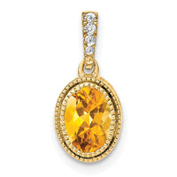 Load image into Gallery viewer, 14k Oval Citrine and Diamond Pendant

