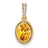 14k Oval Citrine and Diamond Pendant